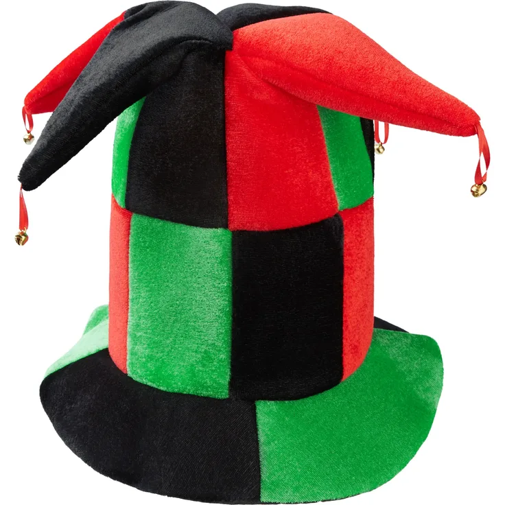 Großer Narrenhut mit Glöckchen - rot/grün
