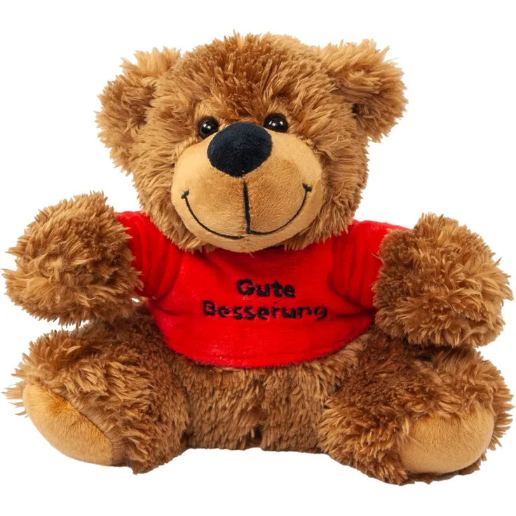Bär mit roten Shirt Gute Besserung 16 cm Teddybär
