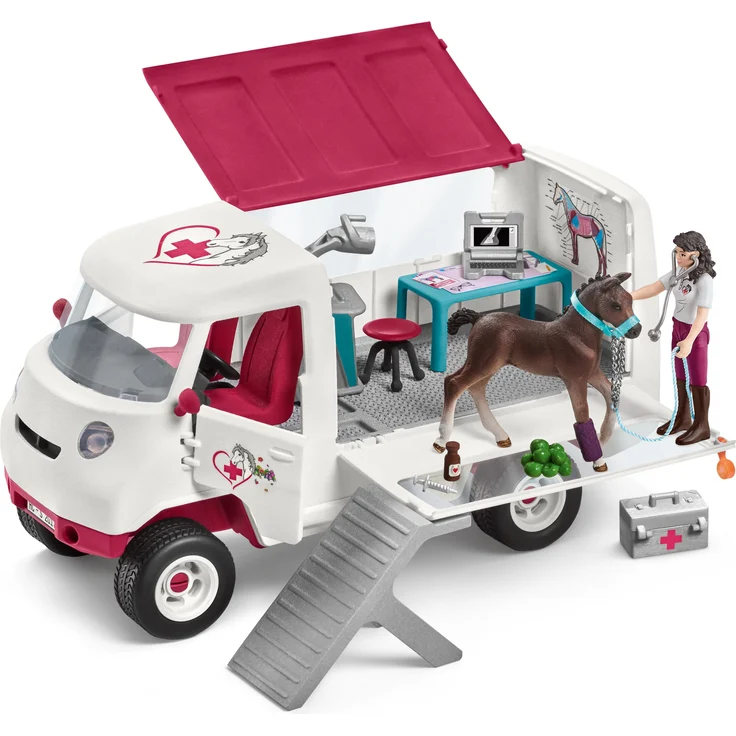 Schleich Horse Club 42439 'Mobile Tierärztin mit Hannoveraner Fohlen', ab 5 Jahren, 37 Teile, 30 x 25 x 14 cm - Preisvergleich – Bild 2