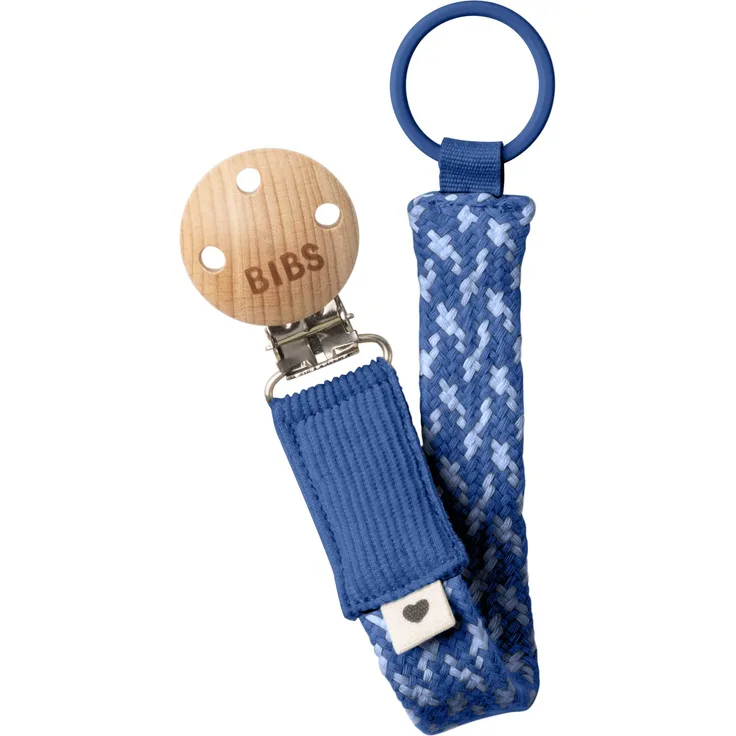 BIBS Pacifier Clip. Schnullerkette. Bio-Baumwolle. Dänisches Design. 100% Bio-Baumwolle, Einheitsgröße, Cornflower/Dusty Blue