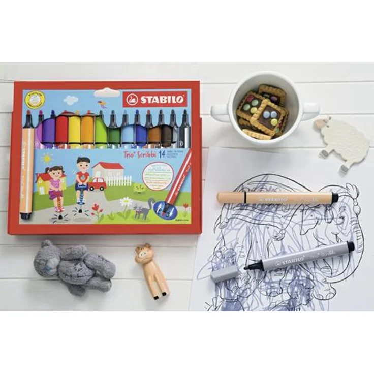 Stabilo Fasermaler Trio Scribbi 8Er Etui - Gefederte Spitze – Bild 5