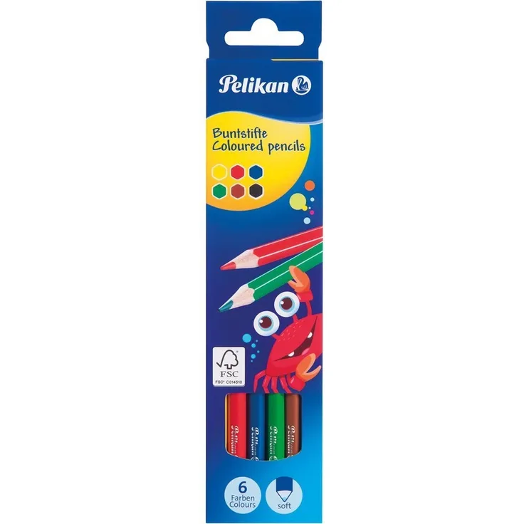 Pelikan - BS6LN Buntstifte, 6 Stifte, farblich sortiert
