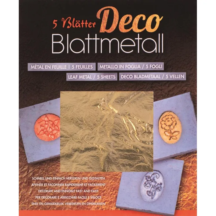 Glorex Blattmetall goldfarben 14 x 14 cm, 5 Blatt