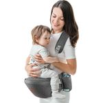 Ergonomische Babytrage, SUNVENO Baby Hüftsitzträger, Baby Hüftsitz mit verstellbarem Gurt und Tasche, Baby Hüfthocker Praktische Baby Vordertrage für 0-20 kg Baby (Grau(Schultergurte))
