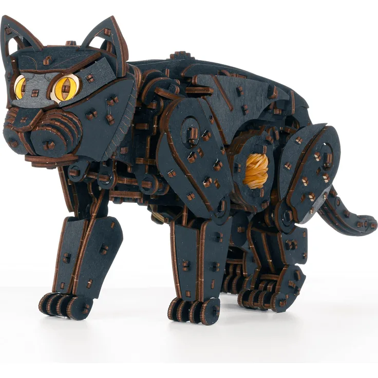 EWA Eco-Wood-Art Black CAT EWA Eco-Wood-Art-3D-Holzpuzzle für Jugendliche und Erwachsene-Schwarze Katze-DIY-Bausatz, Selbstmontage, kein Kleber erforderlich-508 Stück