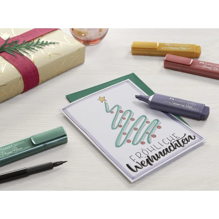 Faber-Castell Textmarker TL 46 Metallic 8er Etui (gold, silver, rose, ruby, blue, green, red, violet) – Bild 5
