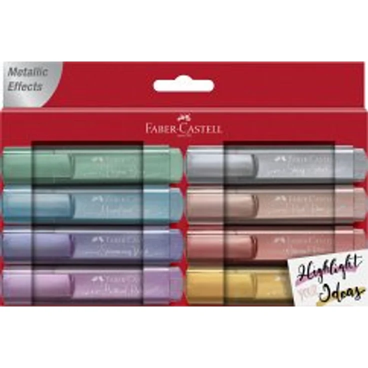 Faber-Castell Textmarker TL 46 Metallic 8er Etui (gold, silver, rose, ruby, blue, green, red, violet) – Bild 1