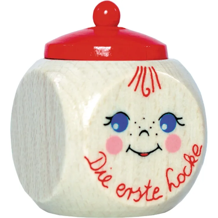 Hess Holzspielzeug 14355 - Dose aus Holz, Erste Locke, ca. 4 x 6 cm