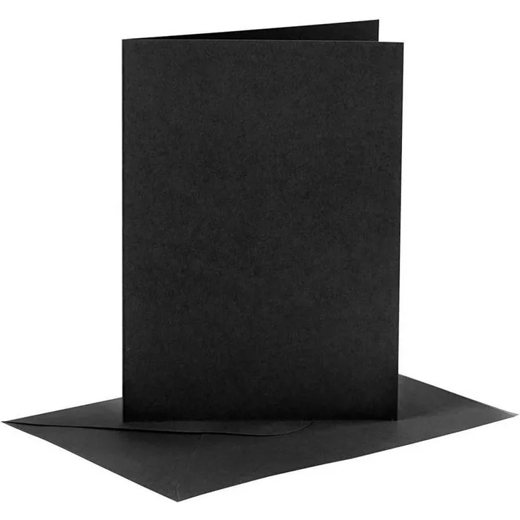 Karten und Kuverts, Kartengröße 10,5x15 cm, Umschlaggröße 11,5x16,5 cm, Schwarz, 6Sets
