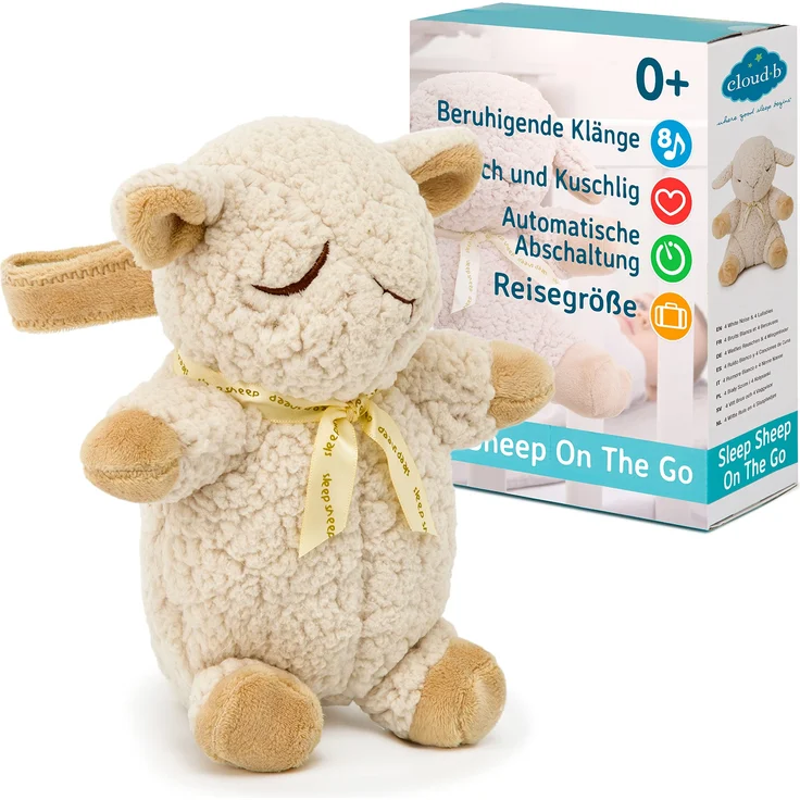 Cloud b Beruhigende Klangmaschine | Kuscheliges Plüschtier | 4 Geräusche und 4 Schlaflieder | Automatische Abschaltung | Sleep Sheep