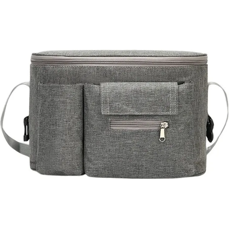 König Design Kinderwagen Organizer Kinderwagentasche Buggy Tasche Getränkehalter Wickeltasche (Grau)