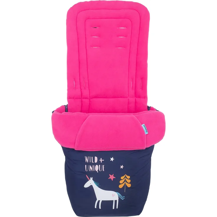 Cosatto Universal Fußsack - Cosy Toes, All Season Luxus Gesteppter Kinderwagen Kinderwagen Kinderwagen Liner Waschbar Mit Kängurutasche für Hände Märchen Einhorn