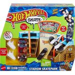Hot Wheels Skate Stadion-Set mit exklusivem Fingerboard, das in Zusammenarbeit mit Tony Hawk entworfen wurde, 1 Paar abnehmbare Skate-Schuhe, Spielzeugaufbewahrung für Finger-Skateboards - HPG34