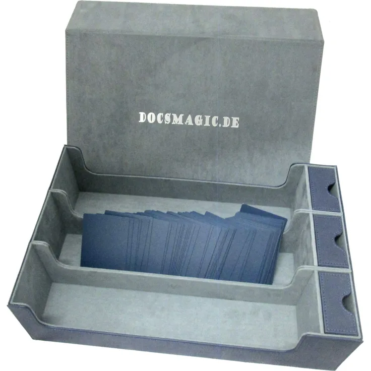 docsmagic. de Premium 3-Row Trading Card Storage Box Blue + Trays & Divider - MTG PKM YGO - Aufbewahrungsbox Blau