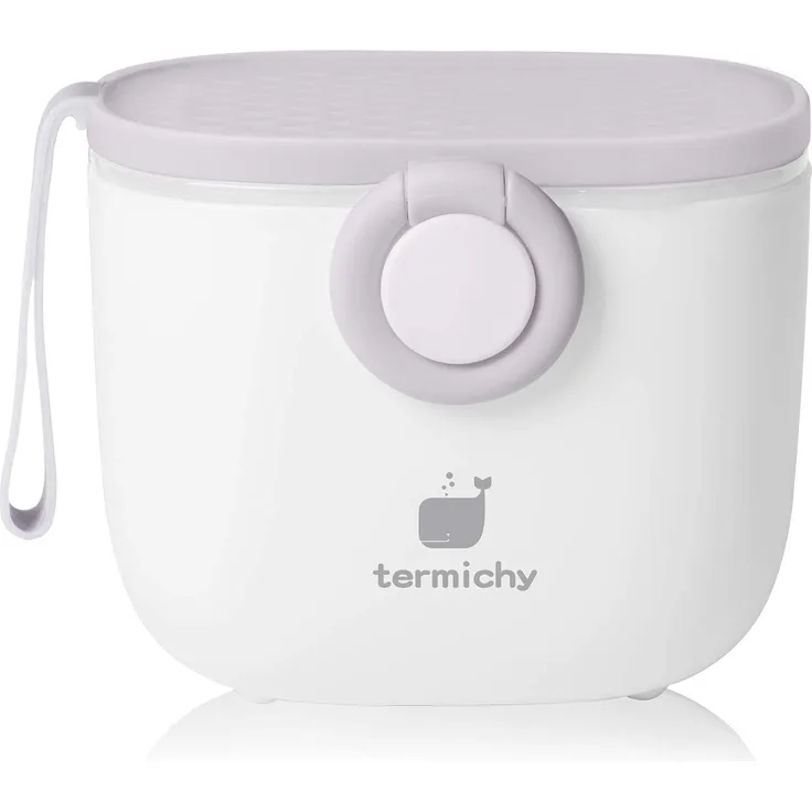 Milchpulver Portionierer baby, Termichy Milchpulver-Spender, 250g luftdichter tragbarer Milchpulver-Behälter für Reisen, mit Schaber und Löffel (Grau&weiß,1 Stück)