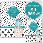 OLGS U-Heft- und Impfpasshüllen 3-teilig Set Creative Royal Dinosaurier | Untersuchungsheft Hülle & Impfpasshülle personalisierbar mit Namen (U-Heft Set 3-teilig personalisiert, Dino)