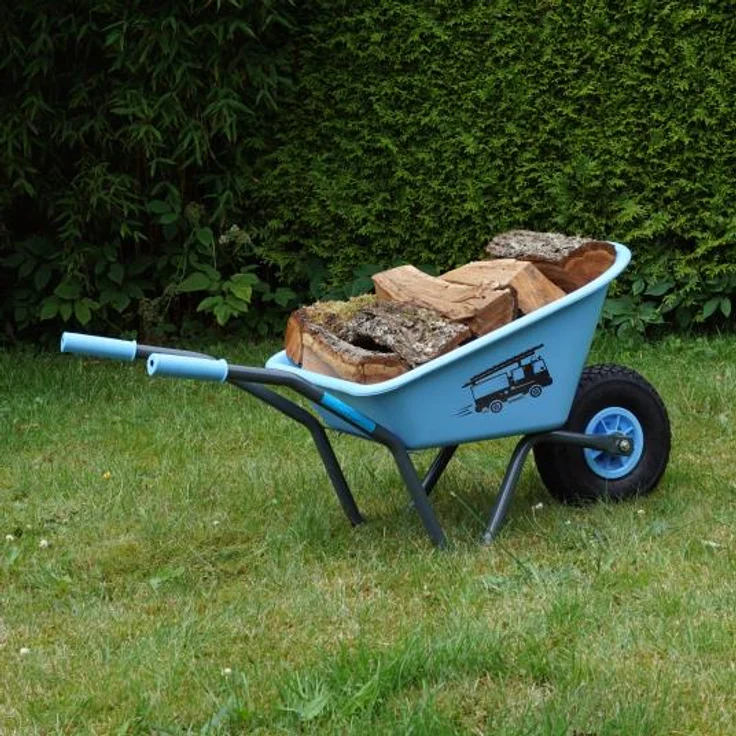 Kinderschubkarre blau Feuerwehr Schiebkarre Metallschubkarre Gartenkarre – Bild 4