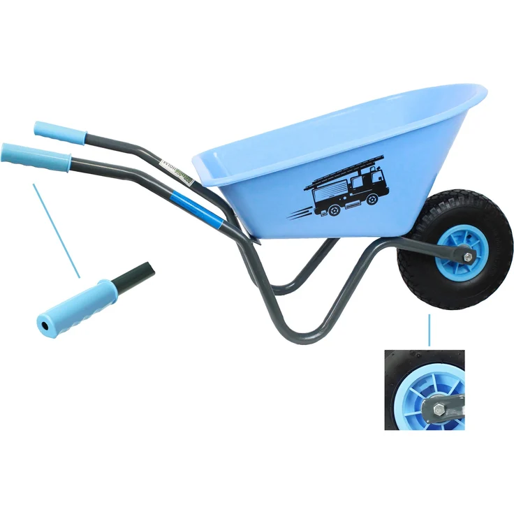 Kinderschubkarre blau Feuerwehr Schiebkarre Metallschubkarre Gartenkarre – Bild 1