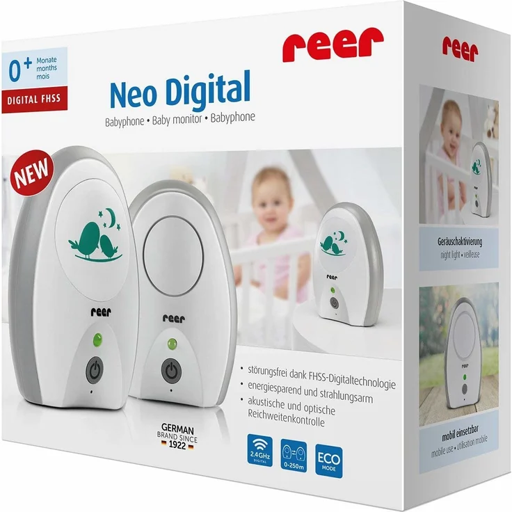 Reer 'NEO 50040' Babyphone, FHSS- Digitalfunktechnologie, 250m Reichweite, ECO-Modus – Bild 2