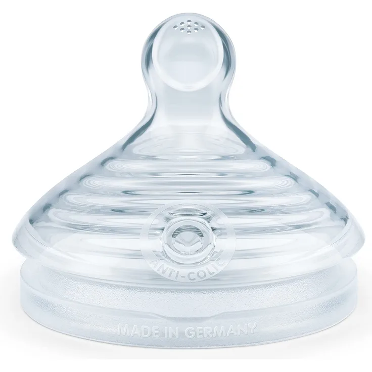 NUK for Nature Ersatz-Trinksauger für Babyflasche | Groß | Der Mutterbrust nachempfunden, nachhaltiges Silikon, Anti-Colic-Ventil | BPA-frei | 2 Stück
