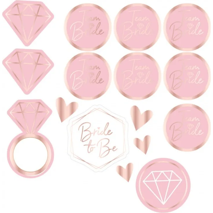 junggesellinnenabschied Aufkleber Damen weiß/rosa 12 Stück