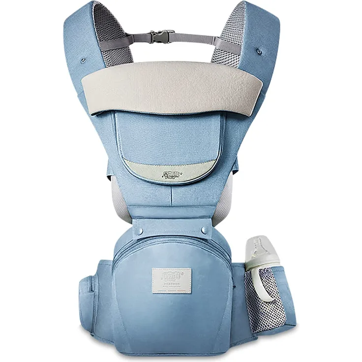 SONARIN Multifunktions 3-in-1 Babytrage mit Hüftsitz,Reine Baumwolle 3D Air Mesh Atmungsaktive Babytrage für Baby 0-36 Monate,Ergonomisch,Einstellbar,Alle Positionen,Bis zu 30 KG(Blau)