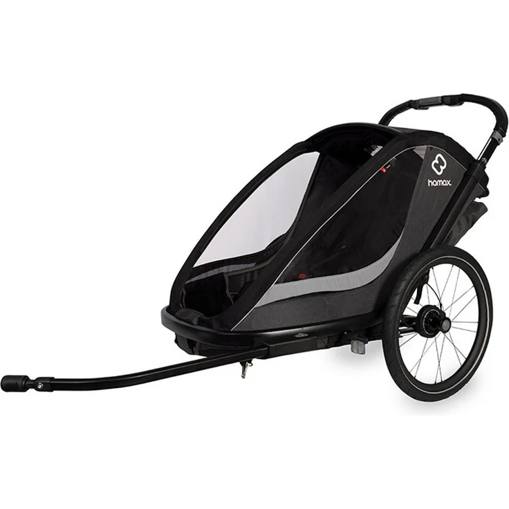 HAMAX Cocoon One 2023 | Grau/Schwarz | Kinderfahrradanhänger – Bild 2