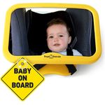 ROYAL RASCALS Baby Autospiegel | Rückspiegel für rückwärts gerichtete Kindersitze | GELB | Passt in jede verstellbare Kopfstütze | Dreh- und Kippunktion | splitterfrei | PREMIUM SICHERHEITSPRODUKT