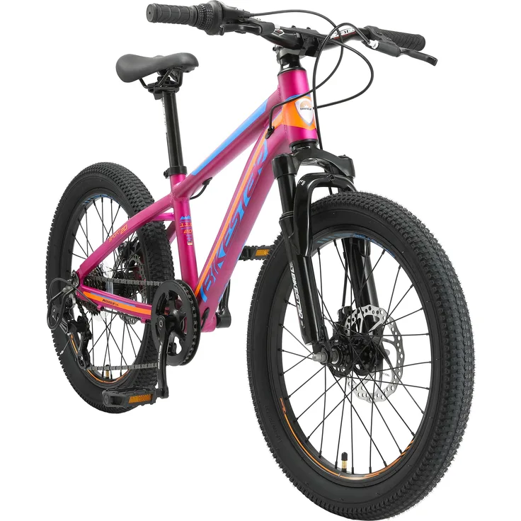 BIKESTAR Kinder Jugend Mountainbike 20 Zoll ab 6 - 7 Jahre | 7 Gang Hardtail MTB Sport Scheibenbremse Federgabel | Berry