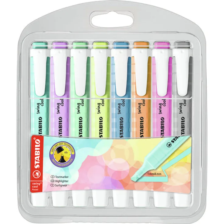 Textmarker - STABILO swing cool Pastel - 8er Pack - mit 8 verschiedenen Farben - Preisvergleich
