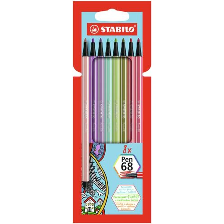 Premium-Filzstift - STABILO Pen 68 - 8er Pack - mit 8 verschiedenen Farben - Preisvergleich – Bild 1