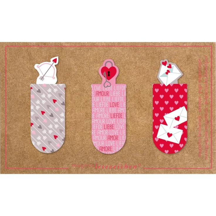 Moses Magnetische Lesezeichen Liebe Satz von drei rot / pink