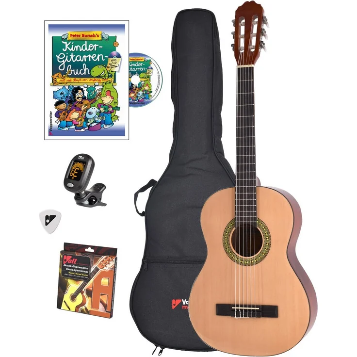 Voggenreiter Voggy Kindergitarren-Set 3/4, 7-tlg, Akustikgitarre, Akustik Gitarre, Erstgitarre, Kindergitarre, Stimmgerät, Ab 8 Jahre, 398 – Bild 1