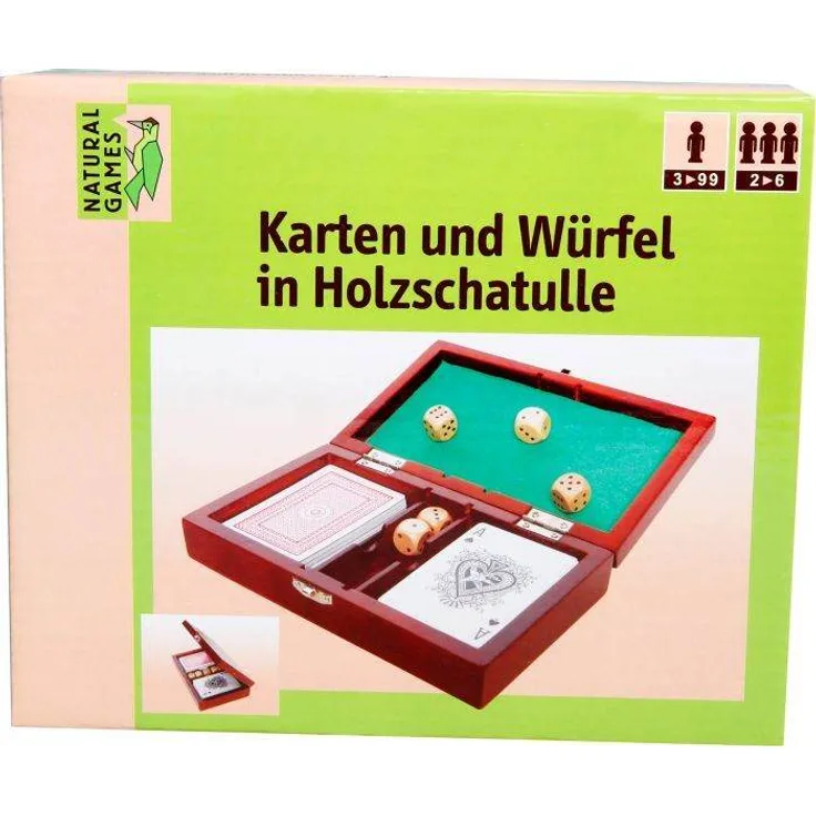 Natural Games Karten und Würfel in Holzschatulle