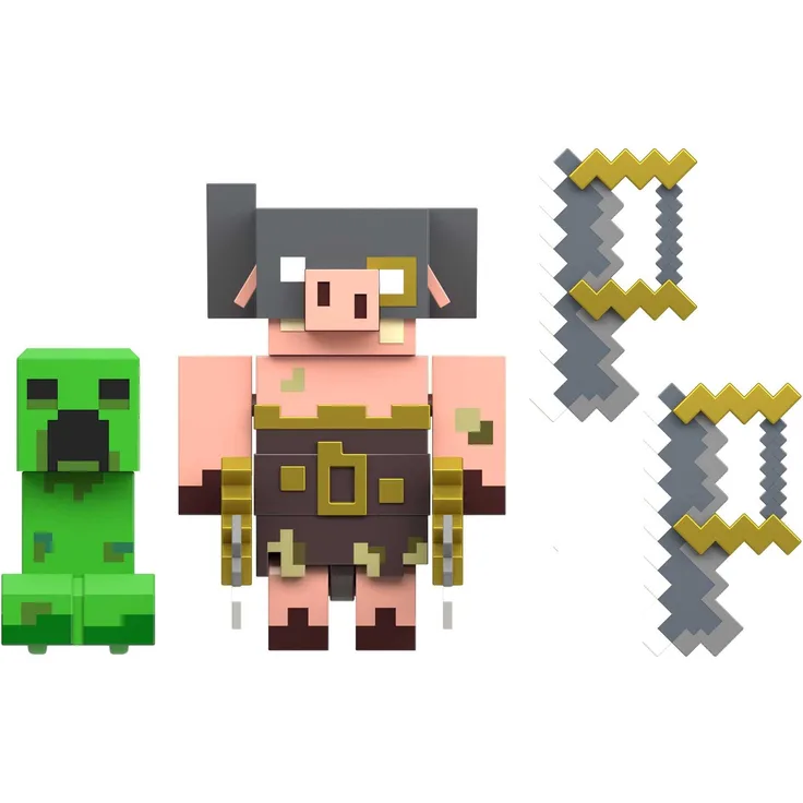 Minecraft Spielzeug Legends ca. 8 cm große Actionfiguren im 2er-Pack, Bereit zum Angriff und mit Zubehör | Geschenk zum Sammeln für Kinder, GYR99