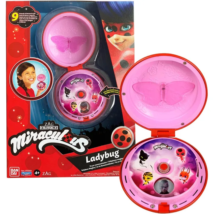 Bandai - Miraculous - Zaubertelefon von Ladybug - Accessoire zum Verkleiden als Ladybug / Rollenspiel-Accessoire - Spielzeug mit Sound- und Lichteffekten - Spricht Italienisch - P506295