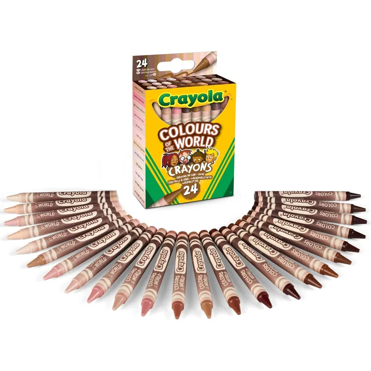 Crayola Colours of the World - Wachsmalstifte, 24er-Packung, verschiedene multikulturelle Farben in Hauttönen, 52-0114