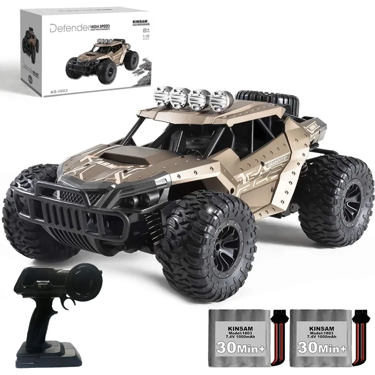 Ferngesteuertes Auto für Draußen,1/16 rc Auto ab 8 Jahren, 20+KM/H Monster Truck , Braunes Buggy Auto,Kinder Auto,Auto Spielzeug, 2 x Akku 70 Minuten Spielzeit, Spielgeschenk für Kinder,Rc Car
