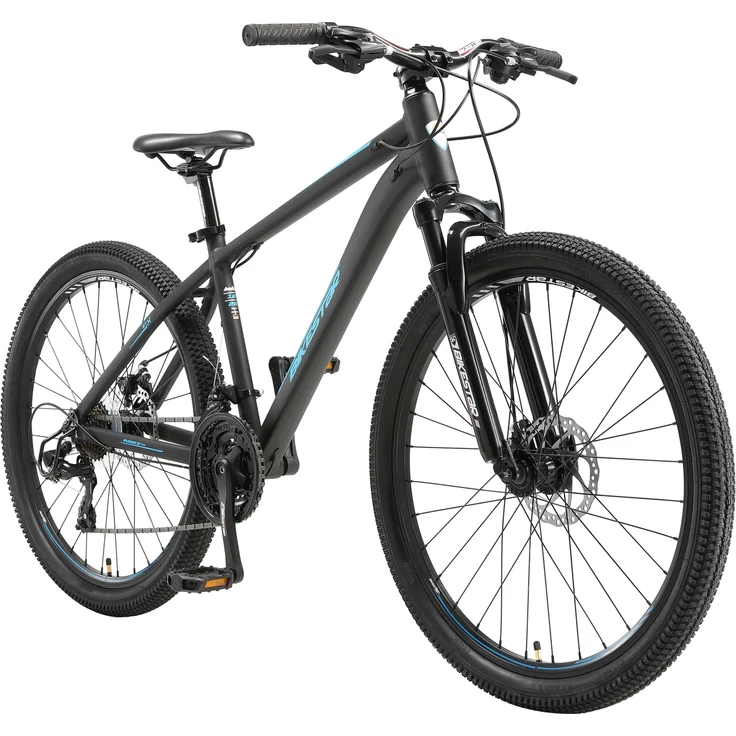 BIKESTAR Alu Mountainbike 26 Zoll | 21 Gang Hardtail Sport MTB 16 Zoll Rahmen Scheibenbremse Federgabel | Schwarz Blau – Bild 1