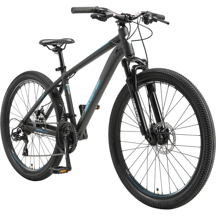 BIKESTAR Alu Mountainbike 26 Zoll | 21 Gang Hardtail Sport MTB 16 Zoll Rahmen Scheibenbremse Federgabel | Schwarz Blau