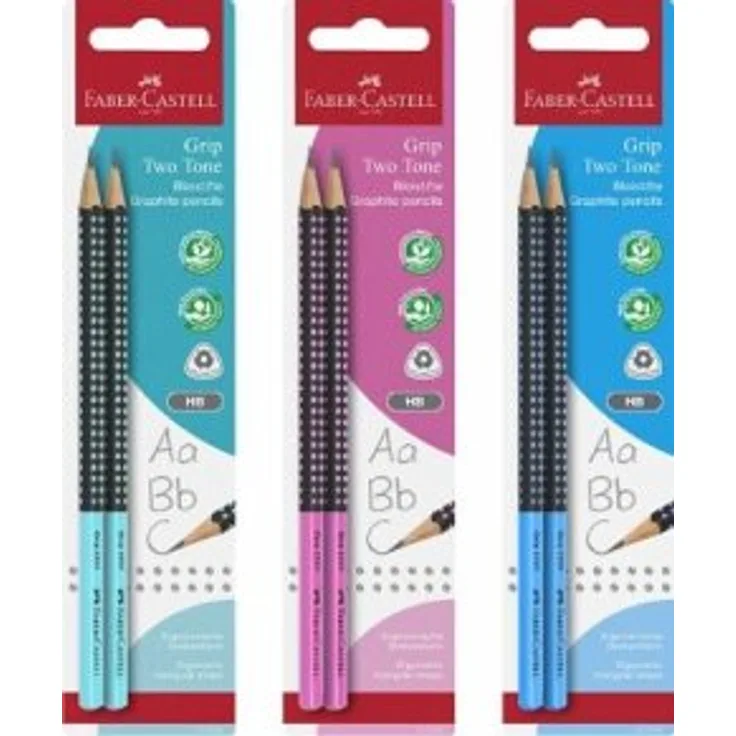 Faber-Castell Bleistift Grip 2001 Two Tone HB 2x BK, 1x Set, zufällige Farbauswahl