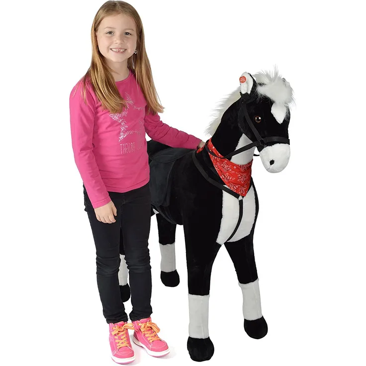 Pink Papaya Plüschpferd XXL 105cm Pferd, Amadeus, Fast lebensgroßes Spielpferd zum reiten, Stehpferd XXL, Spielzeug Pferd bis 100kg belastbar - Kinderpferd mit Kleiner Bürste