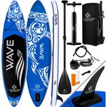 KESSER® Aufblasbares SUP Board Set Stand Up Paddle Board Premium Surfboard Wassersport | 6 Zoll Dick | Komplettes Zubehör | 130kg (AQUA) Blau 320CM