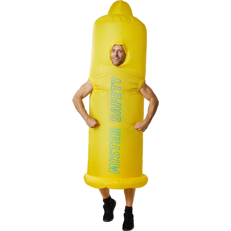 Selbstaufblasbares Kostüm Kondom - gelb