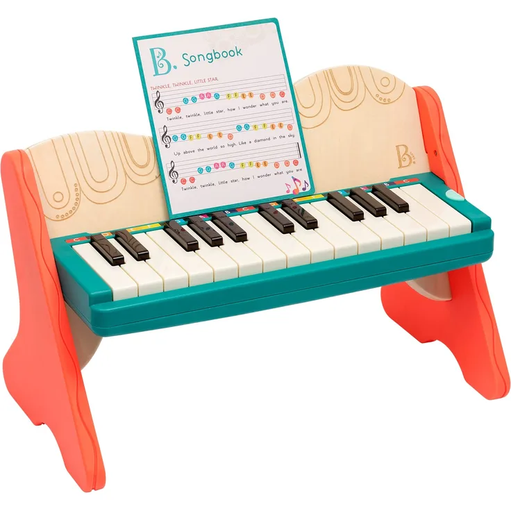 B. toys Spielzeug Klavier aus Holz mit Liederbuch, Piano Holzspielzeug, Musikspielzeug, Musikinstrument zum Klavier spielen lernen für Kinder ab 3 Jahren