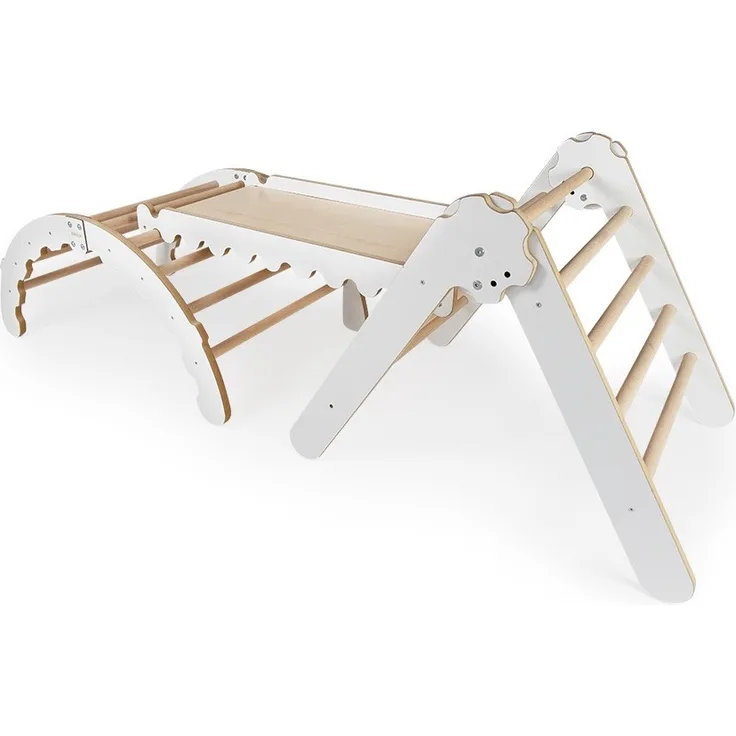 MAMOI® Yarnwood Set: climbing triangle + cradle + slide for children | Climbing frame and slide for kids minimalist design | CE | 100% ECO | Made in EU