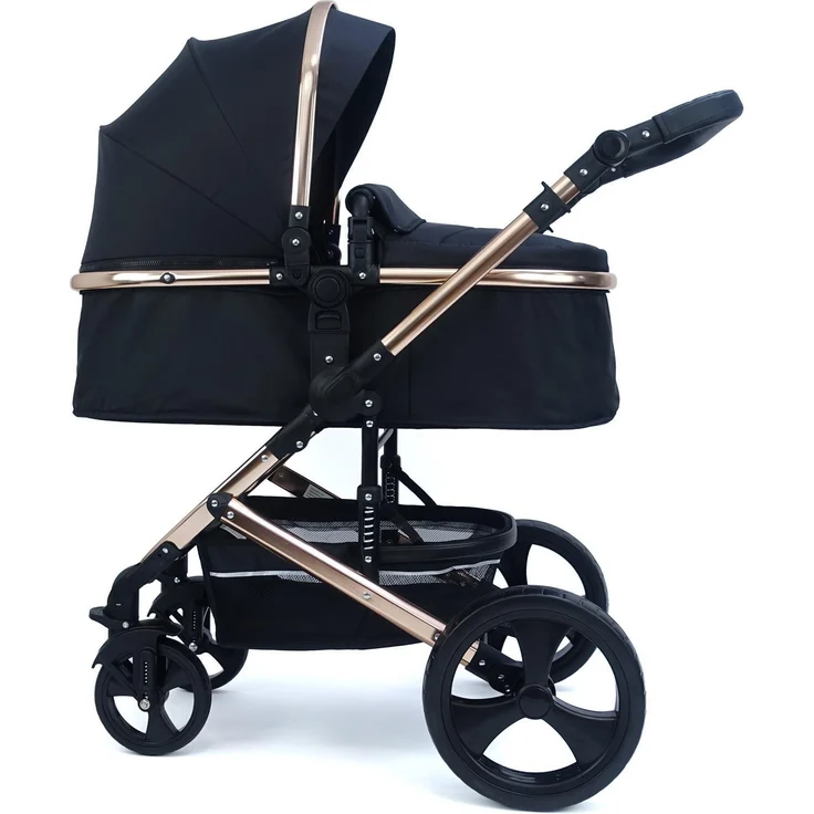 Pixini Kinderwagen Kalani 3in1 rose gold poliert / schwarz (inkl. Autositz, Regenplane, Wickeltasche,. ) – Bild 2
