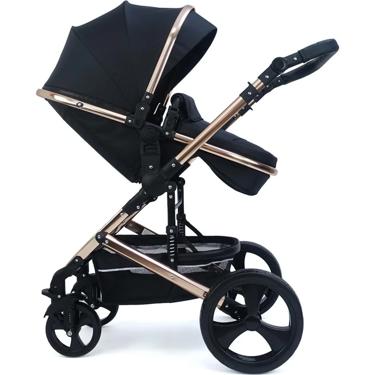 Pixini Kinderwagen Kalani 3in1 rose gold poliert / schwarz (inkl. Autositz, Regenplane, Wickeltasche,. ) – Bild 4