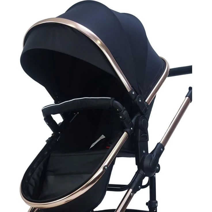 Pixini Kinderwagen Kalani 3in1 rose gold poliert / schwarz (inkl. Autositz, Regenplane, Wickeltasche,. ) – Bild 5