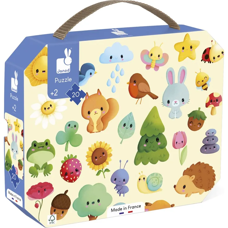 Janod Janod-Natur-Wimmelbild-Puzzle-20-teiliges Kinderpuzzle aus FSC-Pappe-Einfache Aufbewahrung Ab 24 Monaten, J02574, Mehrfarbig